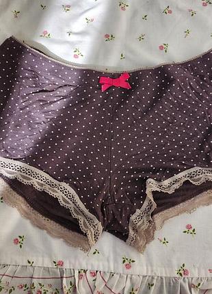 Винтажные спальные шортики ретро стиль винтаж лолита бантики coquette lolita y2k горошек пеньюар