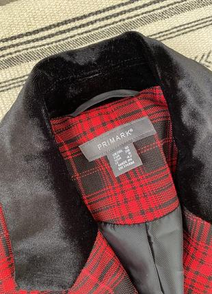 Піджак у клітинку primark червоний двобортний жіночий класичний базовий шкільний офісний5 фото