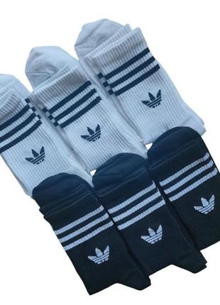 Гетри високі набір 6 шт бавовна adidas 41-44 білі та чорні набір шкарпеток комплект 6 шт