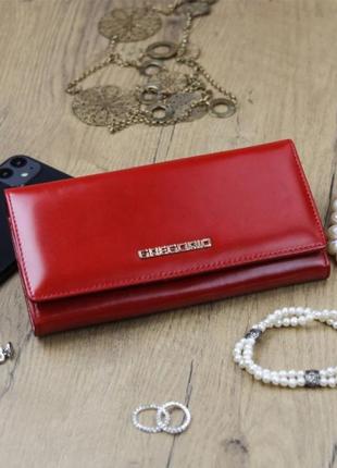 Кожаный кошелек женский красный gregorio n100