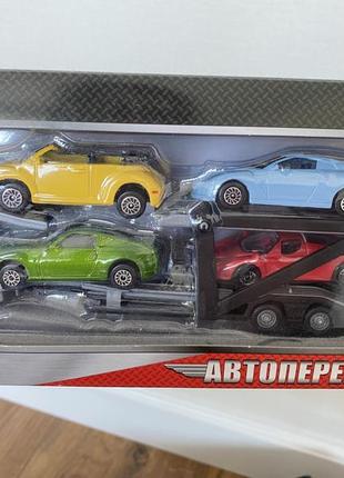 Игровой набор машинок автоперевозчик 4 машинки3 фото