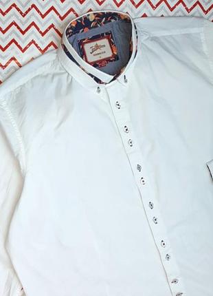 😉1+1=3 стильная белая мужская рубашка оксфорд хлопок joe browns, размер 52 - 54