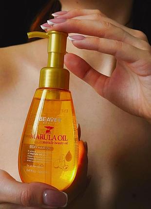 Олія марули beaver marula oil silky hair oil для відновлення, розгладження, блиску волосся 100 мл