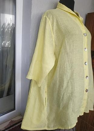 Ексклюзивна,шикарна блуза на ґудзиках, яскрава, лляна.батал!cobra.2 фото