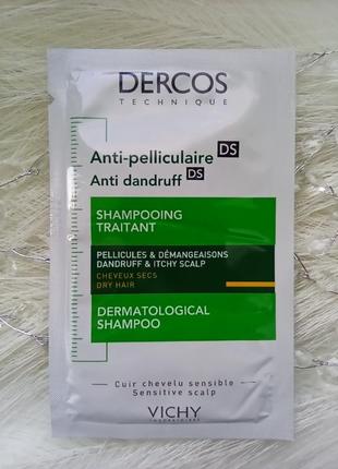 🌿vichy dercos anti-dandruff treatment shampoo шампунь від лупи для сухого волосся2 фото