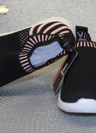 Apawwa текстильные кроссовки слипоны черные с розовым девочкам7 фото