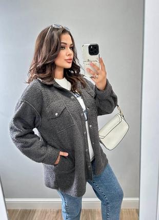 Осенняя женская рубашка барашек большого размера 46-56 р