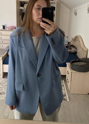 Блакитний текстурний піджак оверсайз h&m