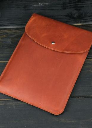 Кожаный чехол для macbook дизайн №36, натуральная винтажная кожа, цвет коричневый, оттенок коньяк2 фото