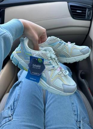 Женские кроссовки бежевые с голубымasics gel kahana 8 light beige blue2 фото