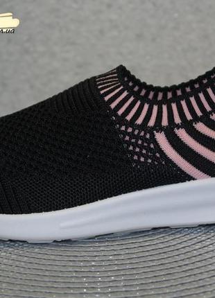 Apawwa текстильные кроссовки слипоны черные с розовым девочкам4 фото