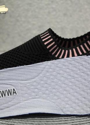 Apawwa текстильные кроссовки слипоны черные с розовым девочкам8 фото
