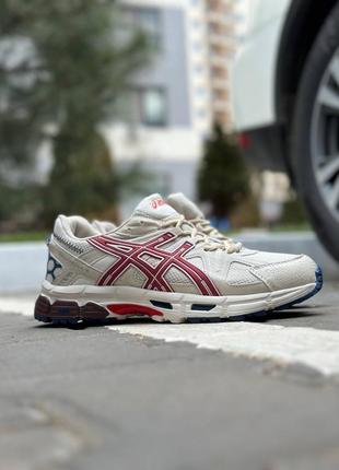 Жіночі кросівки бежеві з червоним asics gel kahana 8 light beige red7 фото