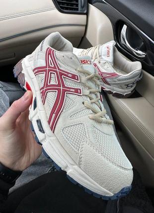 Жіночі кросівки бежеві з червоним asics gel kahana 8 light beige red9 фото