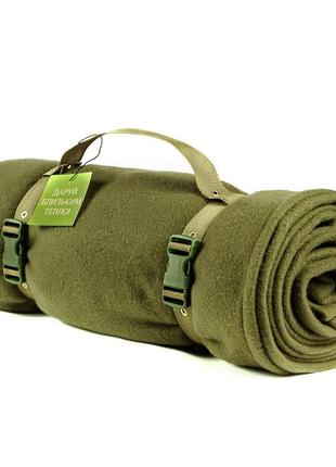 Тактический флисовый плед 150х200 - одеяло для военных с чехлом, покрывала и пледы на кровать. цвет: хаки3 фото