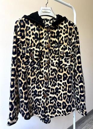 Рубашка с капюшоном двусторонний флис лео леопард