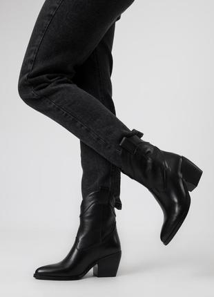 Ботинки-казаки женские кожаные черные 1781б1 фото