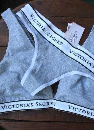 Комплект белья victoria ́s secret, хлопок топ трусики стринги xs
