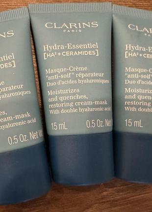 Відновлювальна крем-маска для обличчя clarins hydra-essentiel ha2+