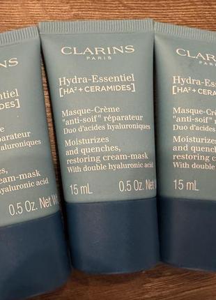 Восстанавливающая крем-маска для лица clarins hydra-essentiel ha2+6 фото