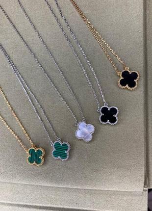 Підвіска конюшина кліф van cleef онікс у сріблі топ
