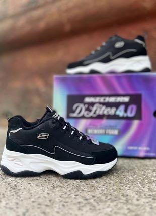 Утеплені стильні технологічні кросівки skechers d’lites 4.02 фото