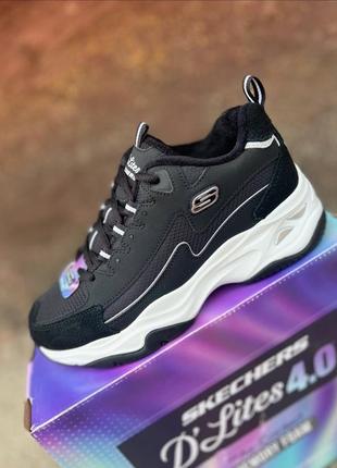 Утеплені стильні технологічні кросівки skechers d’lites 4.04 фото