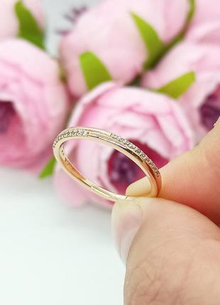 Колце медсплав, дорожка камушков фианиты, тоненькое, обручка, закутка