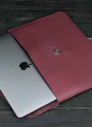 Кожаный чехол для macbook дизайн №35, натуральная кожа grand, цвет бордо2 фото
