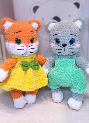 Котики, в'язаний котик, іграшка котик, кішка, плюшевий кіт ручної роботи амігурумі