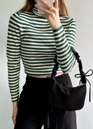 Гольф в рубчик у смужку zara, водолазка у смужку zara, укорочений гольф у смужку