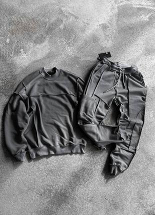 Графітовий спортивний оверсайз костюм