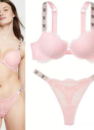 Victoria's secret комплект белья со стразами 32с, 34в/хс, с
