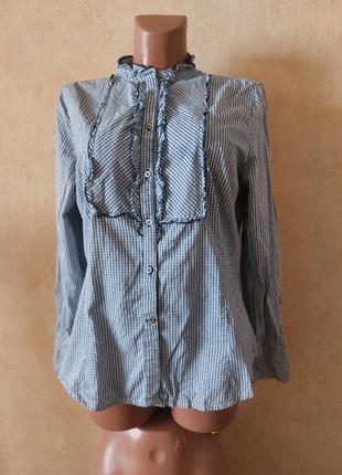 Рубашка zara xl в клетку с оборками
