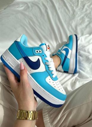 Женские кроссовки nike force blue white/ найк форс голубые спортивные, демисезонные, обувь на лето, осень, весну / женкие кроссовки