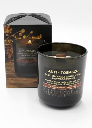 Свеча ароматизированная bartek в стакане антитабак fresh air 150г на 35 часов горения топ