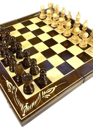 Шахматы, шашки, нарды, шахматная доска для игор 3 в 1 из натурального дерева размер 44.5х44.5 см (xl) топ