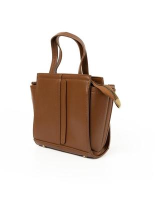 Сумка жіноча на блискавці зі штучної шкіри, зі знімним плечовим ремінцем та двома ручками, коричневий топ