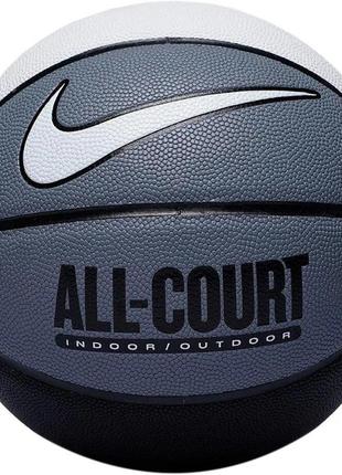 Мяч баскетбольный nike everyday all court 8p deflated grey/black/white size 7 n.100.4369.120.07 (оригинал)