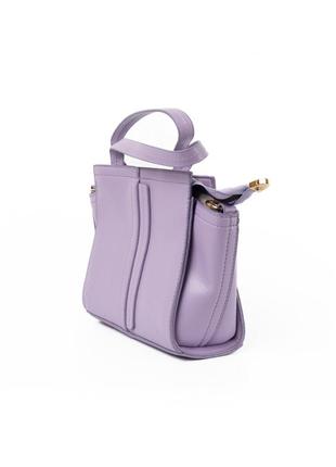 Сумка жіноча на блискавці зі штучної шкіри, зі знімним плечовим ремінцем та двома ручками, бузковий топ
