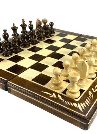 Шахматы, шашки, нарды, шахматная доска для игор 3 в 1 из натурального дерева размер 27х27 см (s) топ