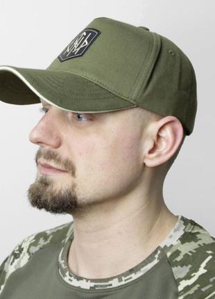 Бейсболка хаки с вышитой аппликацией щит персея (размер 57-58) с регулировкой размера мужская/женская топ