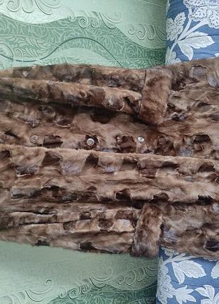 Длинная норковая шуба из кусочков, перешив