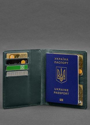 Кожаная обложка органайзер для документов, зеленый