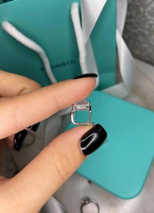 Серьги серебряные тиффани багетные английский замок топ