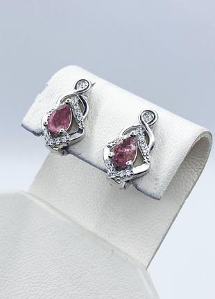 Сережки серебряные с турмалином 3,56 г