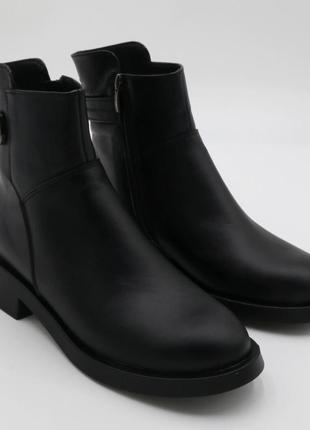 Ботинки женские кожаные чёрные классические на каблуке 3 сантиметров  foot step код-(440) 40