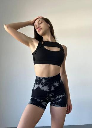 Шорты с мраморным принтом, черный с серым, размер xs