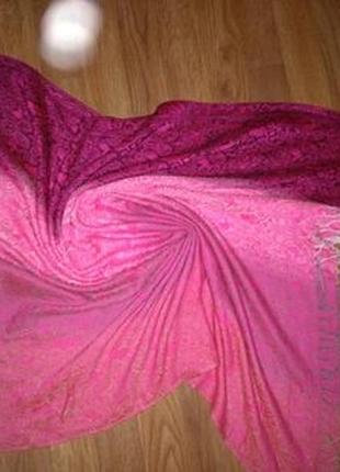 Шарф палантин ярко-малиновый градиент палантін