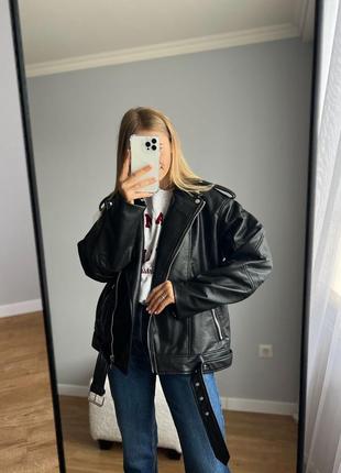 Шикарна косуха zara, кожанка, куртка авиатор, оверсайз фасон6 фото